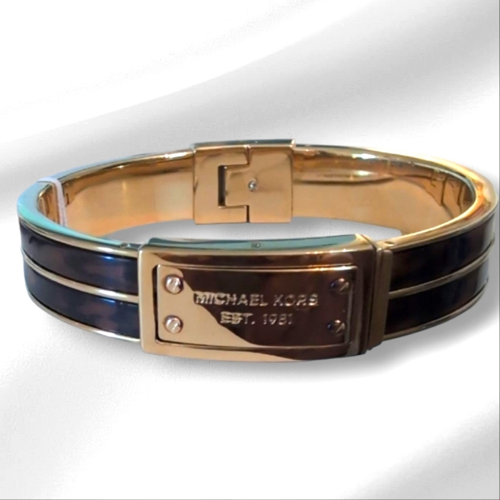 Bracelet Michael Kors Brown Tortoise Plaque Bangle New W Tags #2056